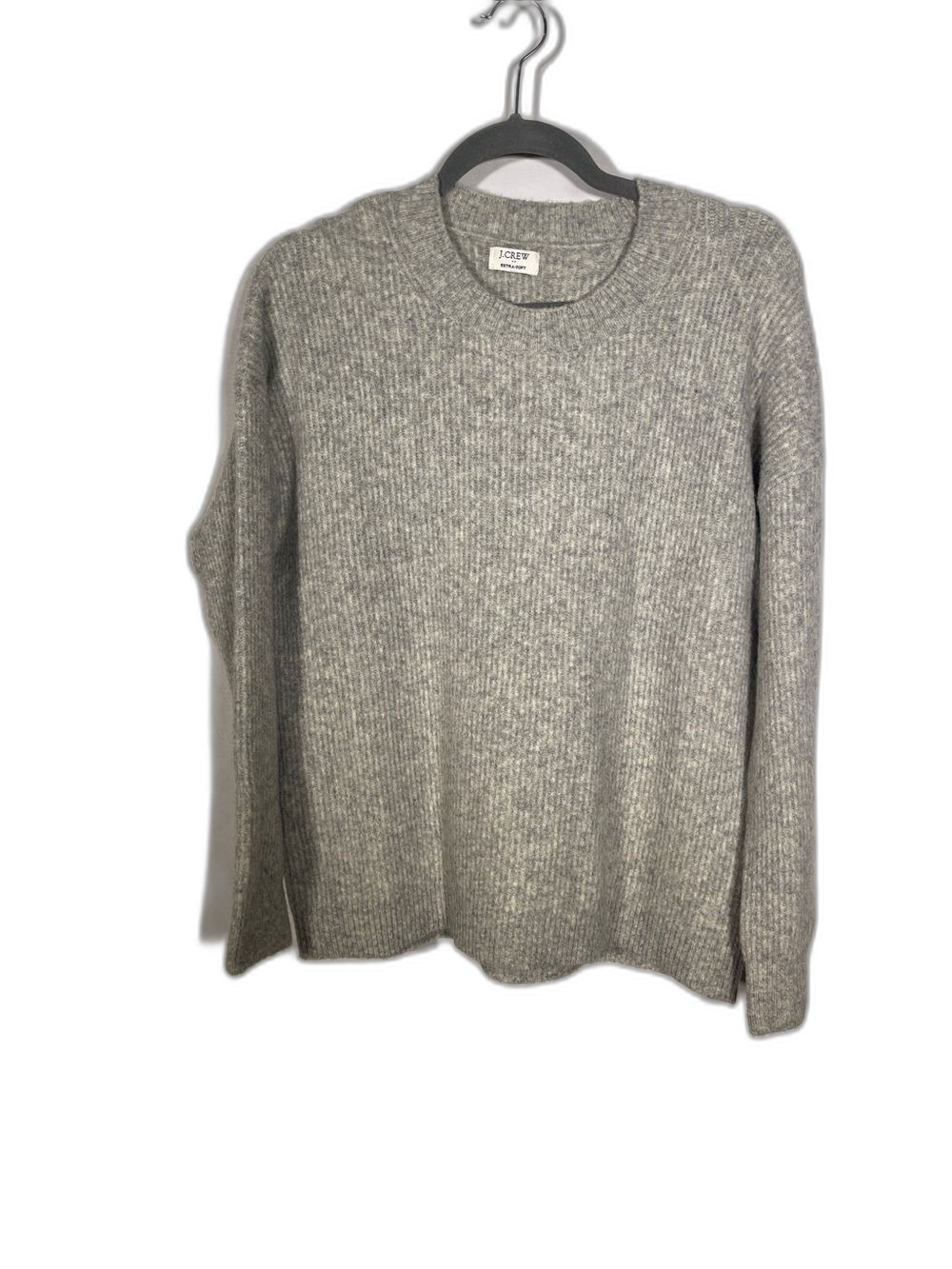 J. CREW WOMENS EXTRA SOFT RIBBED SWEATER GRAY WOOL CE097